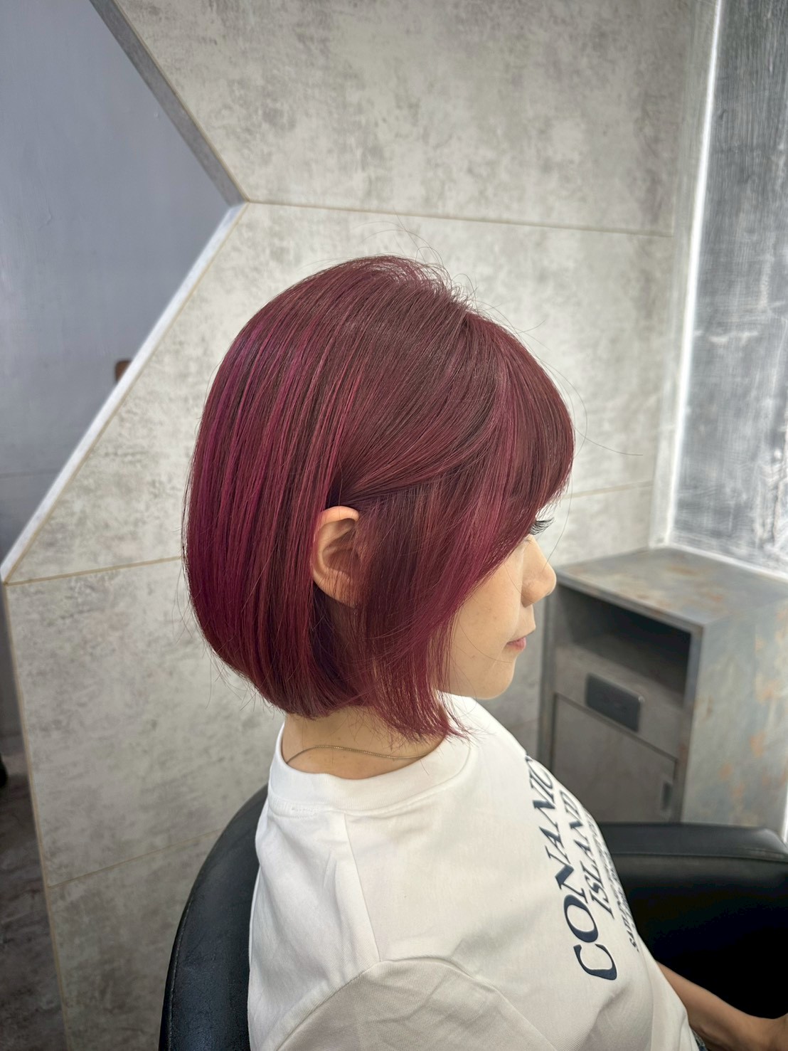 FaceColor首席設計師Betty區塊設計染髮莓果酒紅作品