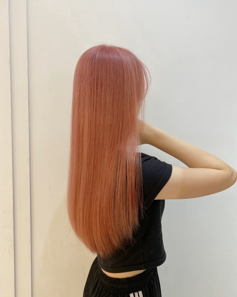 FaceColor首席設計師Kelly高級感粉霧髮色落日粉橘作品